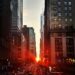 Manhattan sunset aligning with the New York City street grid during Manhattanhenge
